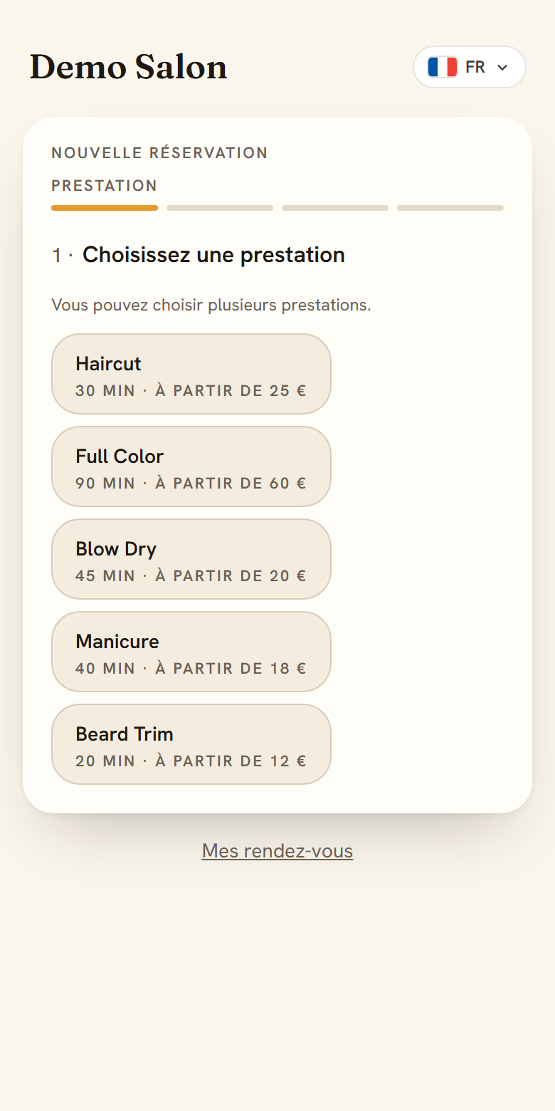 Choisissez une prestation